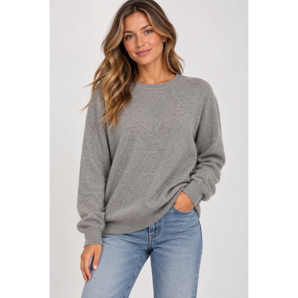J Crew Collection Boyfriend Sweater 100% Cashmere Grey Minimalist Womens Small